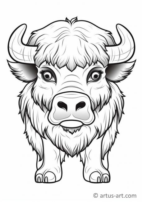 Cute American Bison Coloring Page For Kids